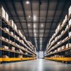 A modern ecommerce warehouse with automated AI systems optimizing operations